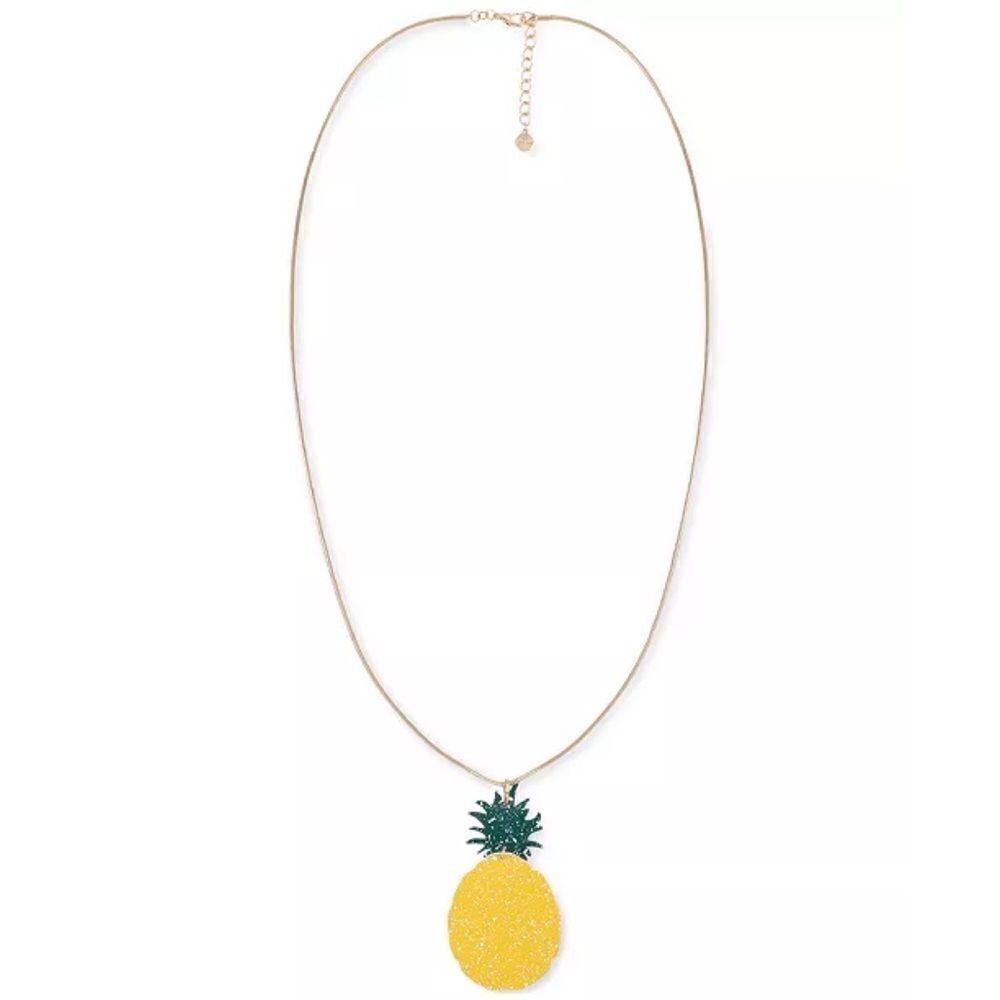 Alfani Gold-Tone Yellow Pineapple Long Pendant Necklace 34" + 2" extender NWT